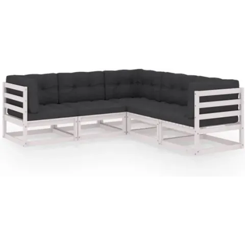 vidaXL 5-delige Loungeset met kussens massief grenenhout
