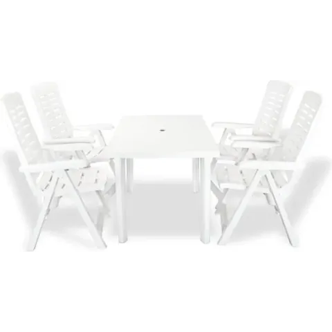 vidaXL 5-delige Tuinset kunststof wit