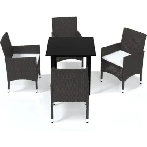 vidaXL 5-delige Tuinset met kussens poly rattan bruin
