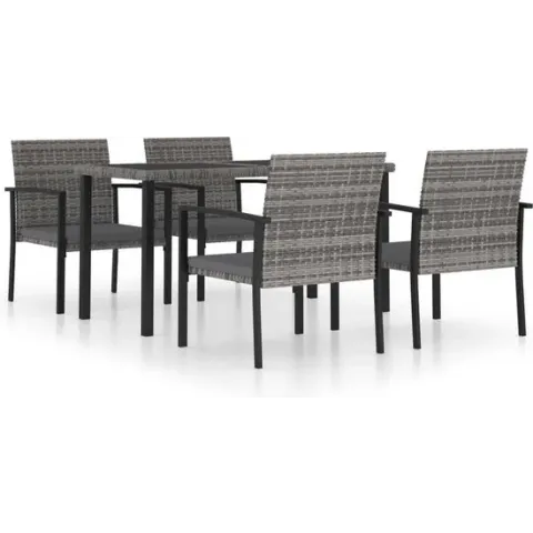 vidaXL 5-delige Tuinset poly rattan grijs
