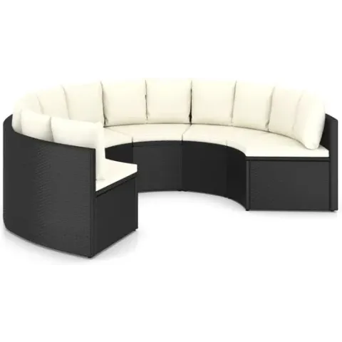 vidaXL 6-delige Loungeset met kussens poly rattan zwart