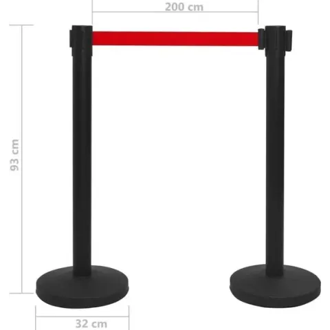 vidaXL Afzetpaal met band staal zwart  VDXL_51161