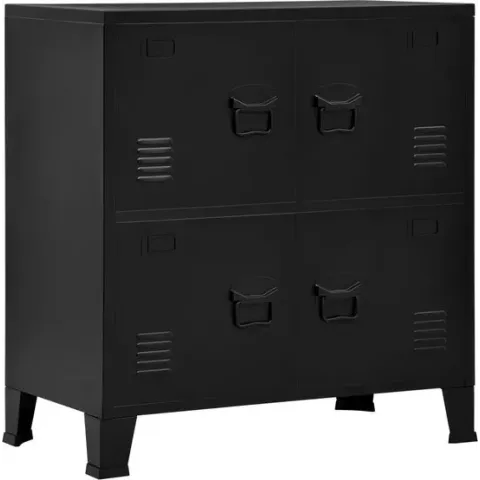 vidaXL Archiefkast met 4 deuren industrieel 75x40x80 cm staal zwart