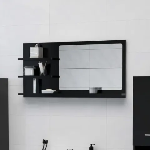 vidaXL Badkamerspiegel 90x10.5x45 cm spaanplaat zwart