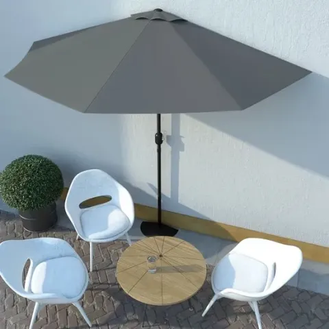 vidaXL Balkonparasol half met aluminium paal 300x150 cm antraciet