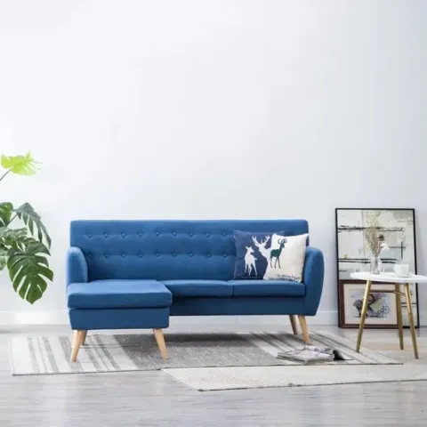 vidaXL Bank L-vormig 171.5x138x81.5 cm stof blauw