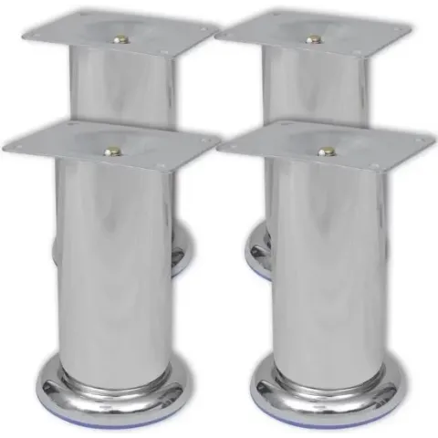 vidaXL Bankpoten rond chroom 120 mm 4 st
