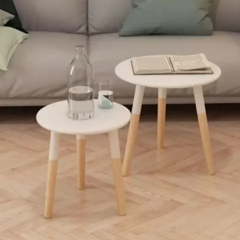 vidaXL Bijzettafelset massief grenenhout wit 2-delig