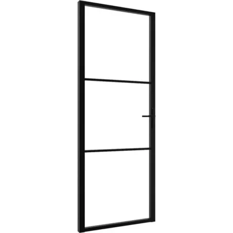 vidaXL Binnendeur 76x201.5 cm ESG-glas en aluminium zwart
