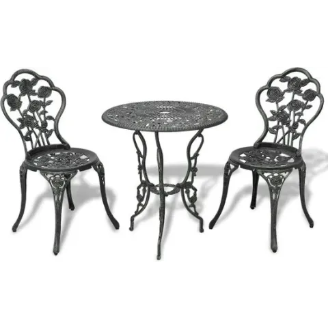 vidaXL Bistroset - 3-delig - Gegoten aluminium - Groen