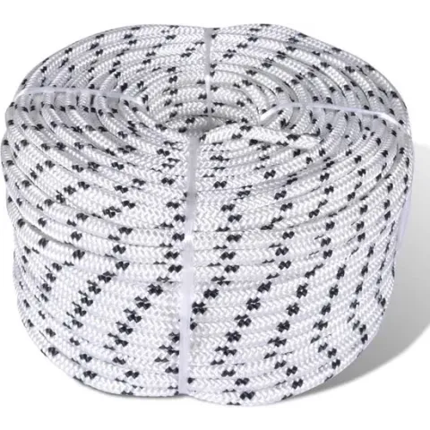 vidaXL Boottouw gevlochten 12 mm 250 m polyester wit