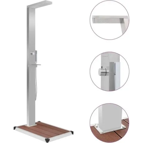 vidaXL Buitendouche met bak HKC roestvrij staal