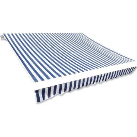 vidaXL Canvas zonnescherm met luifel  - 3,5x2,5m - blauw en wit gestreept