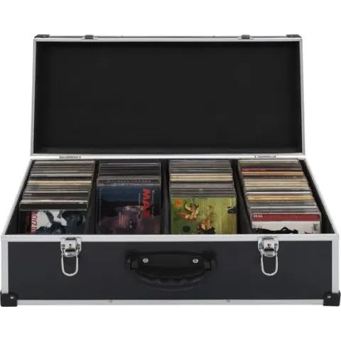 vidaXL Cd-koffer voor 80 cd's aluminium ABS zwart