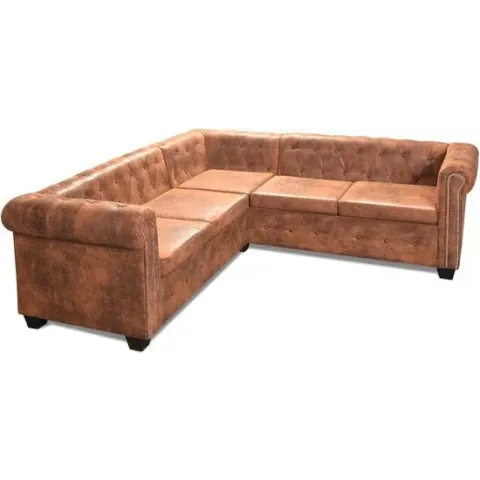 vidaXL Chesterfield 5-zitsbank kunstleer bruin