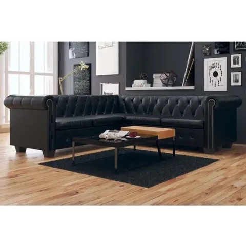 vidaXL Chesterfield 5-zitsbank kunstleer zwart