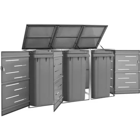 vidaXL Containerberging driedubbel 207x77,5x115 cm roestvrij staal