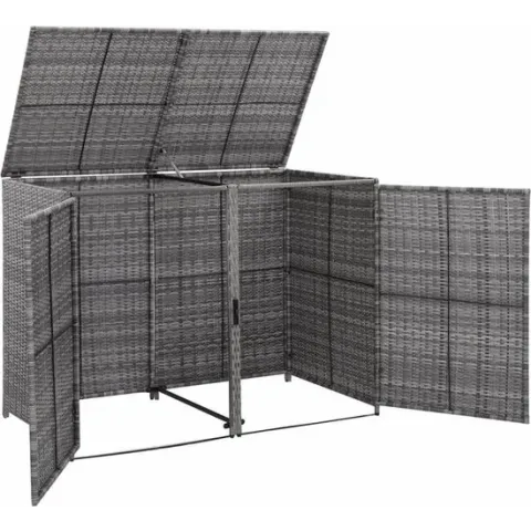 vidaXL Containerberging dubbel 148x77x111 cm poly rattan antraciet  VDXL_46463