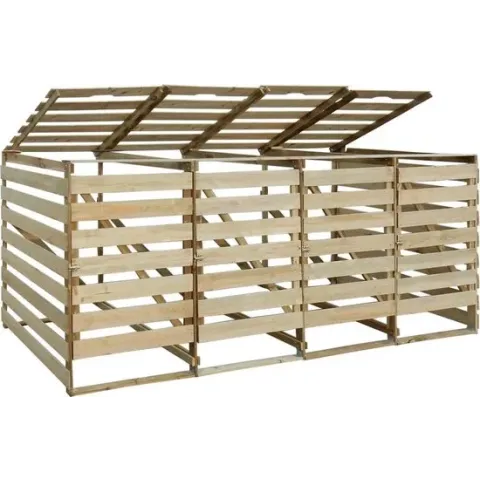 vidaXL Containerberging vierdubbel 240 L geïmpregneerd grenenhout