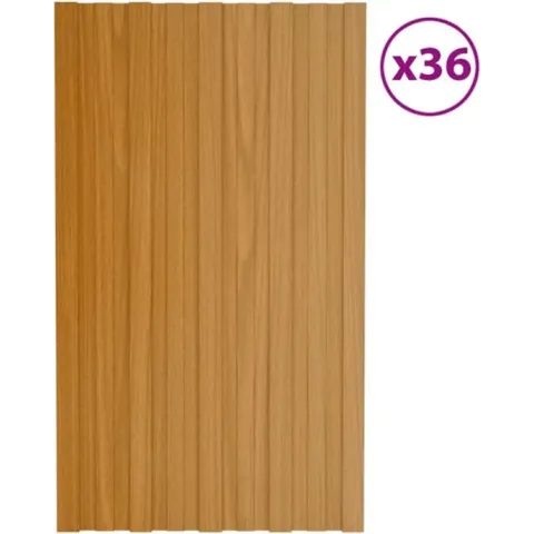 vidaXL Dakpanelen 36 st 80x45 cm gegalvaniseerd staal lichthoutkleurig