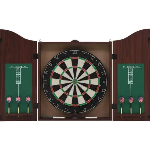 vidaXL Dartbord professioneel met kast en 6 darts sisal