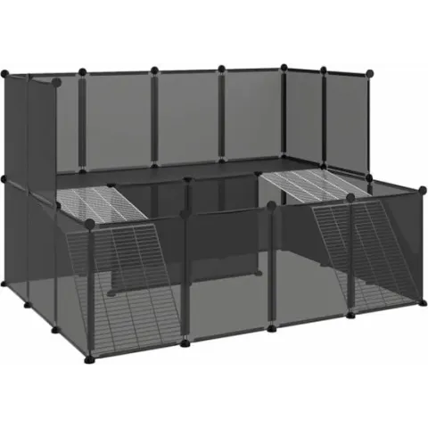 vidaXL Dierenhok klein 143x107x93 polypropeen en staal zwart