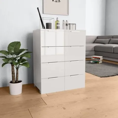 vidaXL Dressoir 60x35x76 cm spaanplaat hoogglans wit