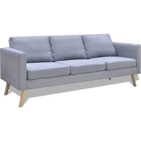 vidaXL Driezitsbank stof lichtgrijs