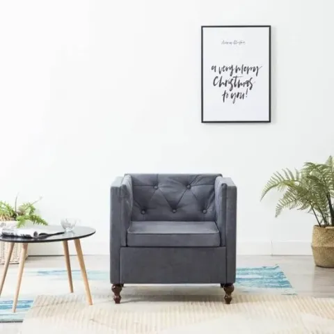 vidaXL Fauteuil stoffen bekleding grijs