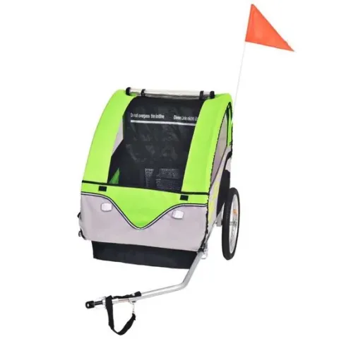 vidaXL Fietskar voor kinderen 30 kg grijs en groen