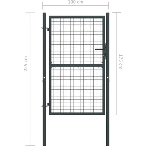 vidaXL Gaaspoort 100x255 cm gegalvaniseerd staal grijs