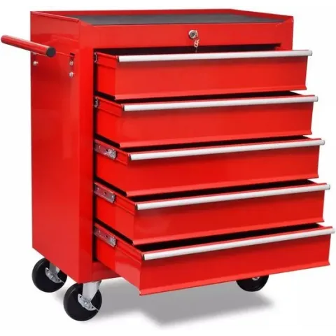 vidaXL Gereedschapswagen 5 lades rood