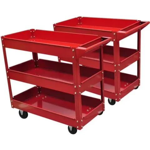 vidaXL - Gereedschapswagen Gereedschap Trolley 3 schappen (2 stuks) 140157