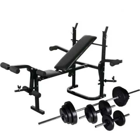 vidaXL Gewichtenbank met gewichtenrek en halterset 30.5 kg