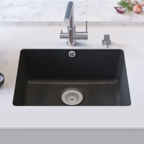 vidaXL Gootsteen enkele bak graniet zwart