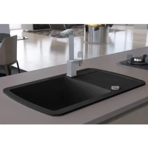 vidaXL Gootsteen enkele bak graniet zwart