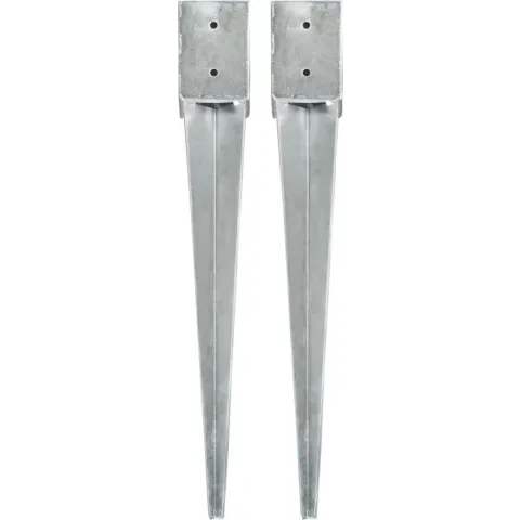 vidaXL Grondpinnen 2 st 10x10x76 cm gegalvaniseerd staal zilverkleurig