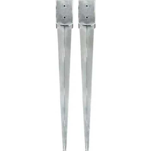 vidaXL Grondpinnen 2 st 10x10x91 cm gegalvaniseerd staal zilverkleurig