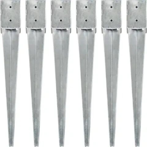 vidaXL Grondpinnen 6 st 10x10x76 cm gegalvaniseerd staal zilverkleurig