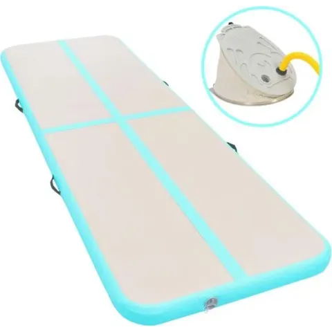 vidaXL Gymnastiekmat met pomp opblaasbaar 800x100x10 cm PVC groen