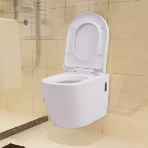 vidaXL Hangend toilet keramiek wit