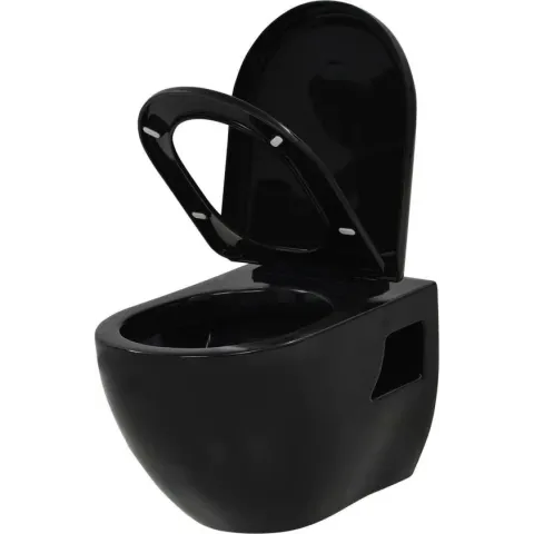 vidaXL Hangend toilet met verborgen stortbak keramiek zwart  VDXL_275792