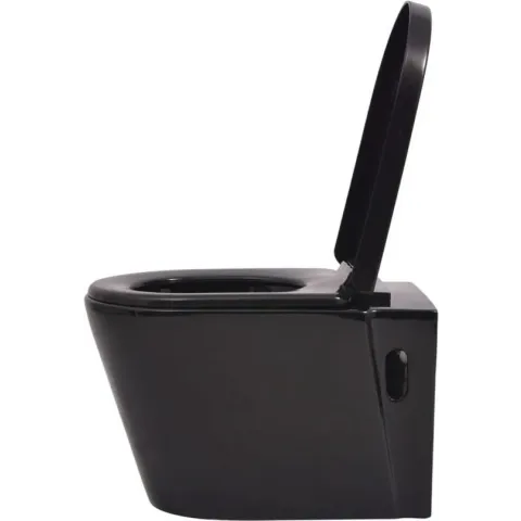 vidaXL Hangend toilet met verborgen stortbak keramiek zwart  VDXL_3054477