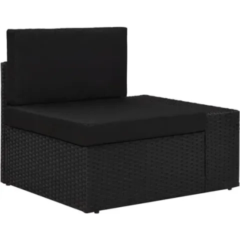 vidaXL Hoekbank met linkerarmleuning sectioneel poly rattan zwart