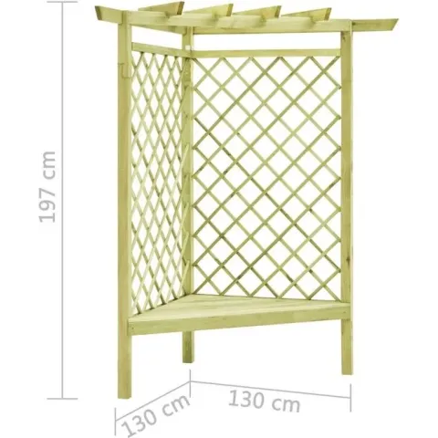 vidaXL Hoekpergola met zitting 130x130x197 cm geïmpregneerd grenenhout  VDXL_49029