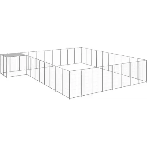vidaXL Hondenkennel 25,41 m² staal zilverkleurig
