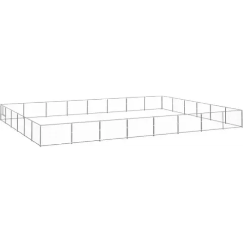 vidaXL Hondenkennel 48 m² staal zilverkleurig