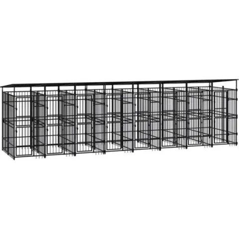 vidaXL Hondenkennel met dak 14.75 m² staal