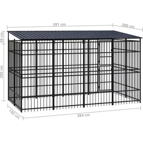vidaXL Hondenkennel met dak 7.37 m² staal