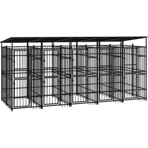vidaXL Hondenkennel met dak 9.22 m² staal